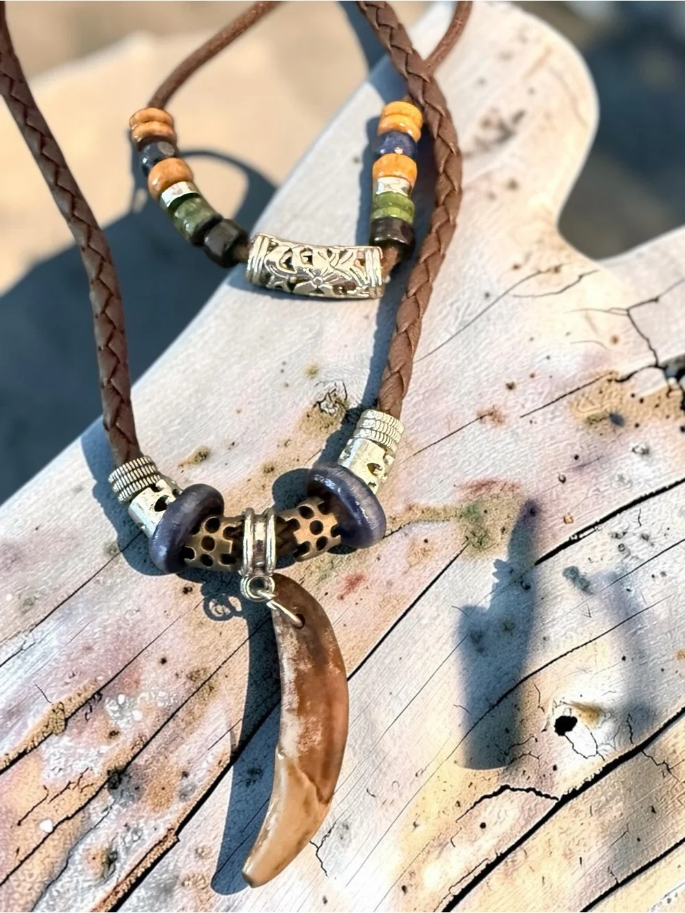 Boho Butterfly & Beaded Layered Necklaces - Brown & Red